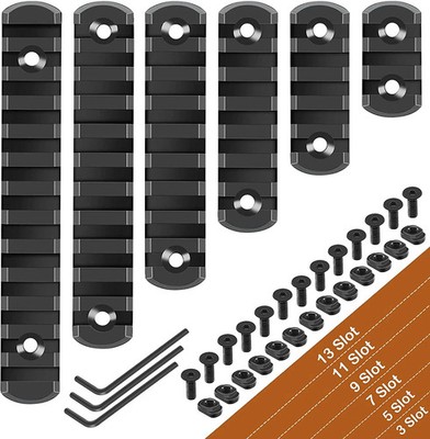 6 Pack Single Mloc Picatinny Rail Set for Mlock 3 5 7 9 11 13 Slots with 13 T-Nu