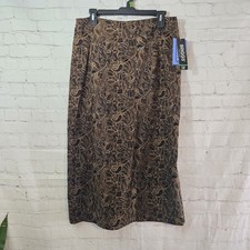 Briggs y2k 90s brown paisley midi skirt sz 12 lg Whimsigoth Grunge NWT Boho