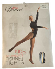 Girls Fishnet Dance Tights Footed Net Black Age 11-13 Years New 4'11"- 5'3"