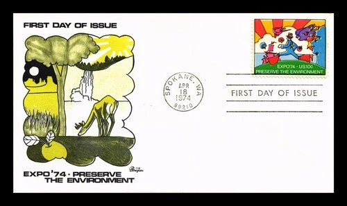 US COVER BAZAAR CACHET FIRST DAY OF ISSUE EXPO 1974 PRESERVE THE ENVIRONMENT