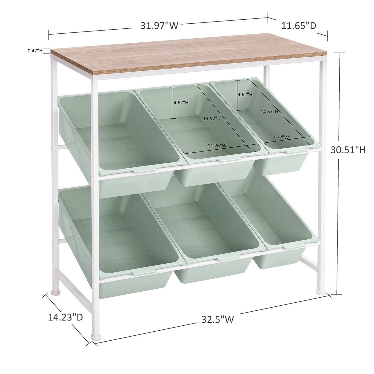 Seville Classics 6-Bin Organizer, 32.5