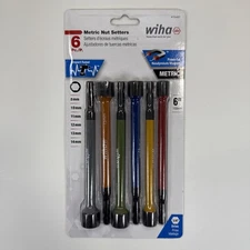 Wiha 70487 6-piece 6 in Metric Impact Rated Nut Setter Set w/ Magnetic Hex Drive