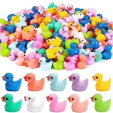 200Pcs Tiny Ducks 10 Colors Little Duck Figures Mini Resin Ducks Plastic Small