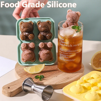 1 pc Teddy Bear Ice Cube Mold Cute Ice Tray with Storage Box