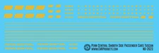 N Scale - Penn Central Tuscan Smooth Side Passenger Car Decals