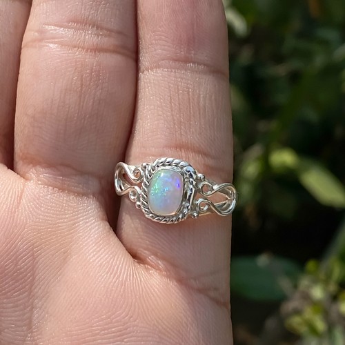 Precioso Natural Welo Ópalo Anillo 925 Plata de Ley Diseño Etíope - Imagen 7 de 12