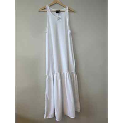 Ona Livingston Flouncy Hem Flowy Casual Midi Dress Women's White Size: M  NWT | eBay