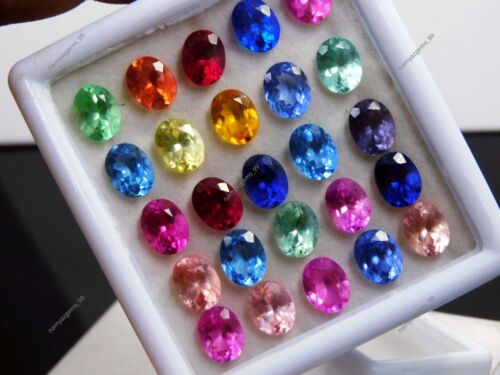 Lote de 10 piedras preciosas sueltas certificadas de zafiro 9x7 mm mezcla natural corte ovalado - Imagen 4 de 6