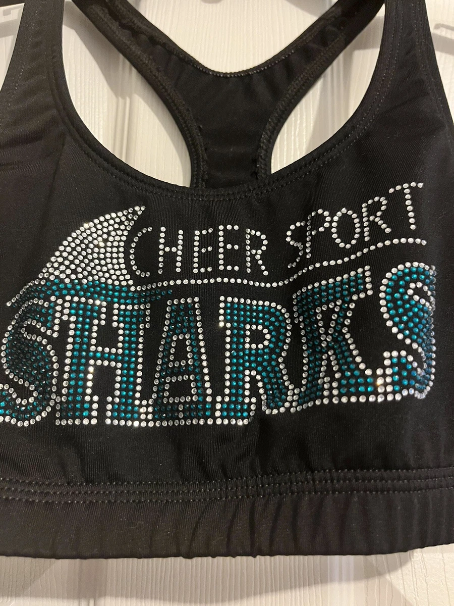 CHEER SPORT GREAT WHITE SHARKS - GK Sports Bra - Black Rhinestone