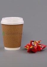 Disposable Takeaway Coffee Cups Kraft Triple Wall Hot Drink Cups 4/8/12/16oz