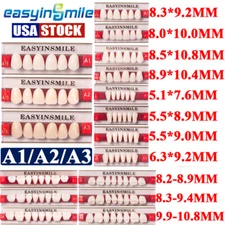 Dental Acrylic Resin Veneers Denture False Teeth Upper Lower Anterior A1/A2/A3