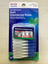 CVS Soft Interdental Picks with Flexible Rubber Bristles  Travel Case, 120, New