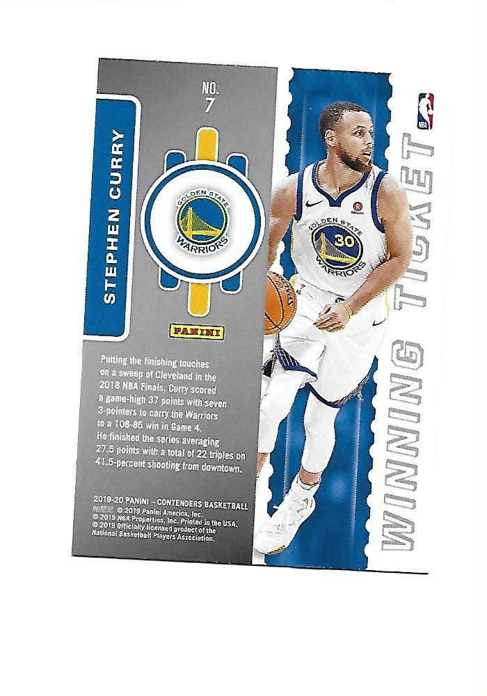 2019-20 PANINI CONTENDERS Winning Ticket STEPHEN CURRY