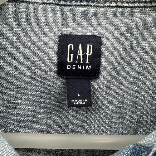 Gap Denim Shirt Dress Girls Kids Sz L (10) Pearl Snap Front Jean Long Sleeves - Picture 2 of 12