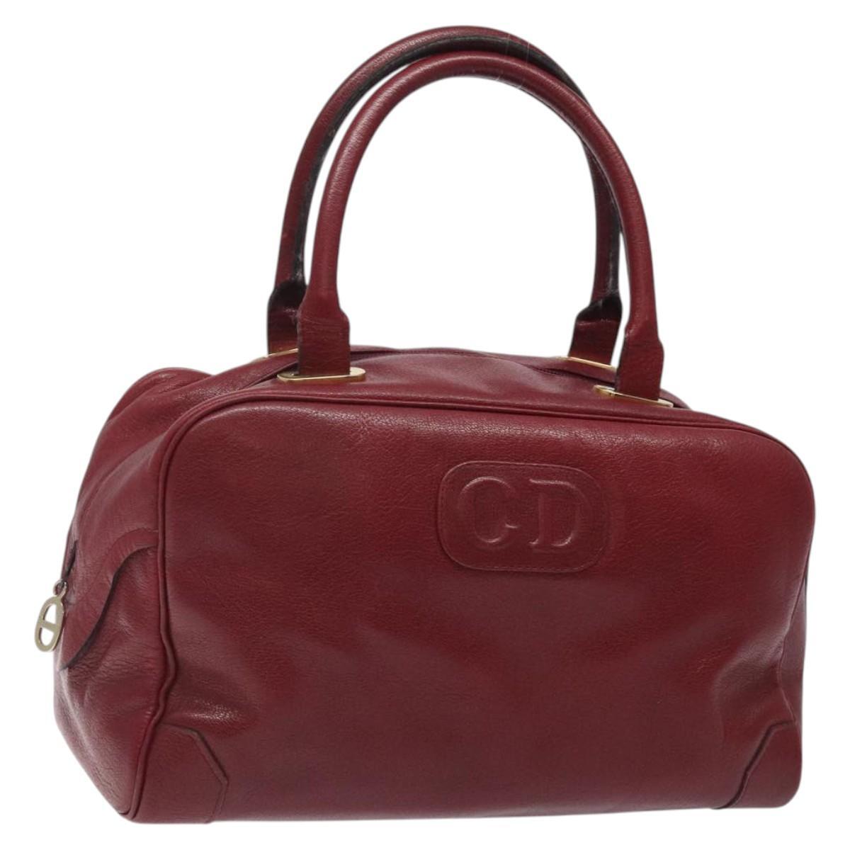 Christian Dior Authentic Red Leather Handbag with Gold Accents BA2315