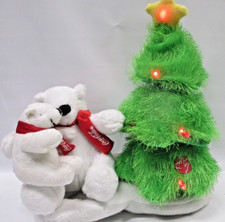 Coca Cola Polar Bear & Cub Christmas Tree Musical Plush & Plays Tunes..