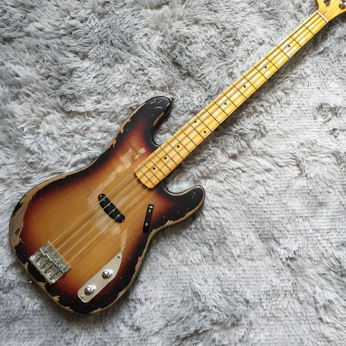Vintage Relic Precision Electric Bass Guitar Sunburst Maple