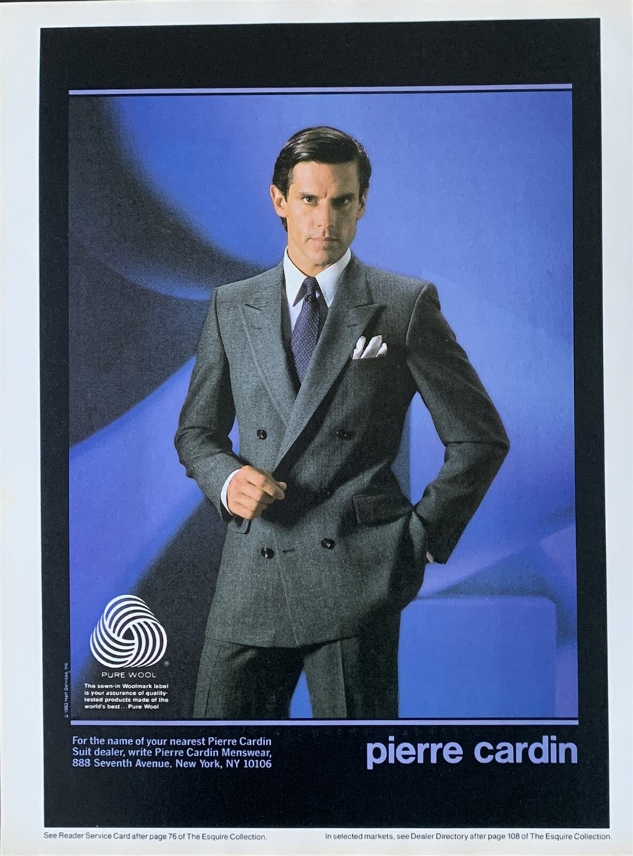 1983 PIERRE CARDIN Men's Fashion Pure Wool Original PRINT AD