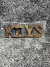 Vintage Wood Key Shaped Key Holder With 4 Key Hooks Retro Wall Hanging MCM 8”x3”