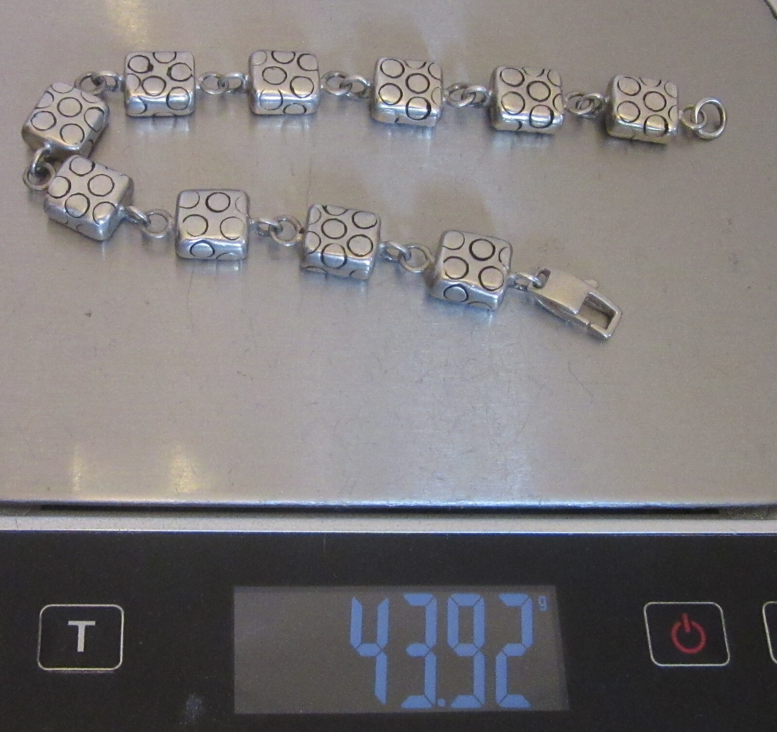 925 Sterling Silver Chunky Dot Pattern Bracelet A… - image 6