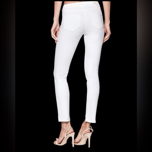 PAIGE | Paige Skyline Ankle Peg White mid rise Jeans with Raw Hem NWT size 26 - Picture 2 of 11