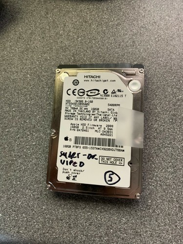 160gb Hitachi 5k500 HTS545016B9SA02 SATA 2,5" HDD. macbook gesund. Abgewischt.