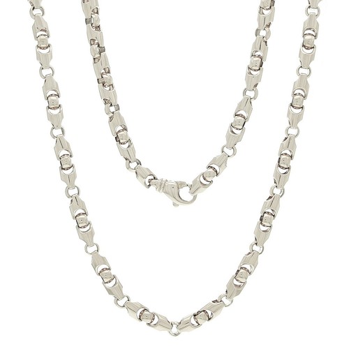 Men's 14k White Gold Solid Heavy Bullet 