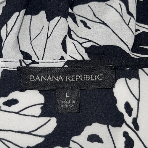 Banana Republic Womens Floral Print Blouse Top Sleeveless Black White Size Large - Picture 4 of 7