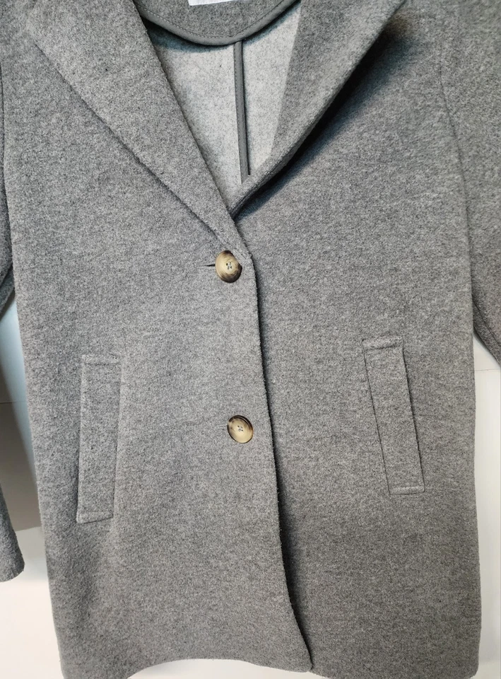 ZARA gray wool blend peacoat w/ butons size 10 formal coat - Image 4 of 4