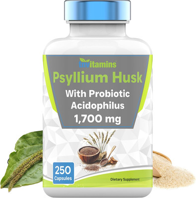 Psyllium Husk Capsules | 1700 MG - 250 Capsules | with Probiotic Acidophilus | E
