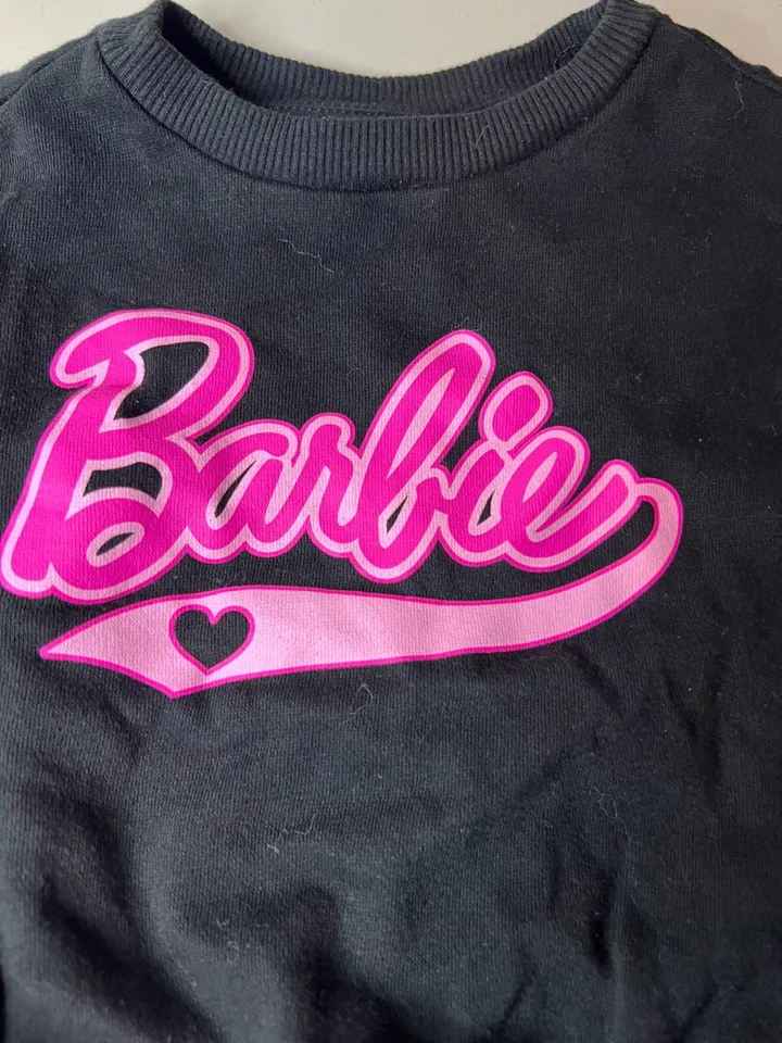 Barbie Sudadera Niñas Pequeñas 2T Negro Polar Cuello Redondo Acanalado Borde Pullover Foto 2 de 4