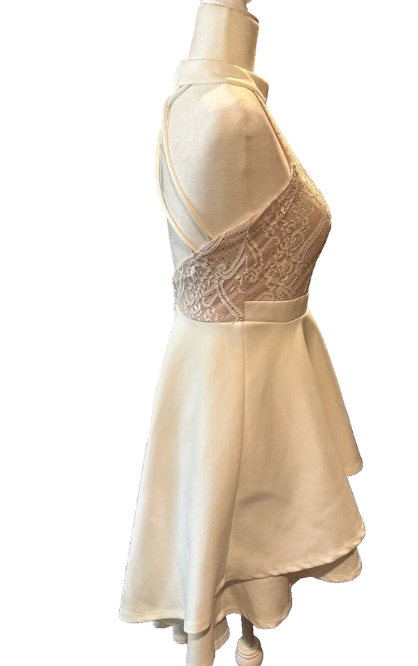 Vestido Jodi Kristopher Juniors Desnudo Encaje Talla 9 Formal Baile de graduación Fiesta Cóctel Foto 3 de 3