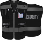 Mesh Security Vest 9 Pocket High Visibility Reflective Safety Vest Black X-Large