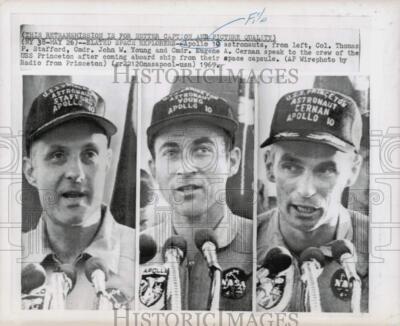 1969 Press Photo Apollo 10 crew, Thomas Stafford, John Young and Eugene Cernan