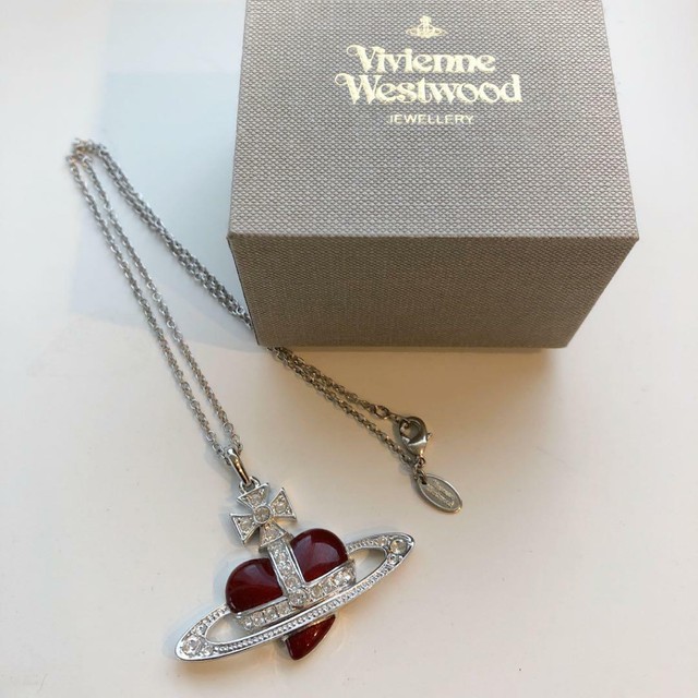 AUTH Vivienne Westwood Diamante Heart Necklace Red | eBay