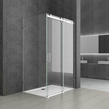 Shower Enclosure Frameless Sliding Door Cubicle & Side Panel 8mm Nano 100-150cm