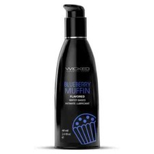 Wicked Aqua Flavored Water Based Intimate Lubricant Blueberry Muffin 2oz