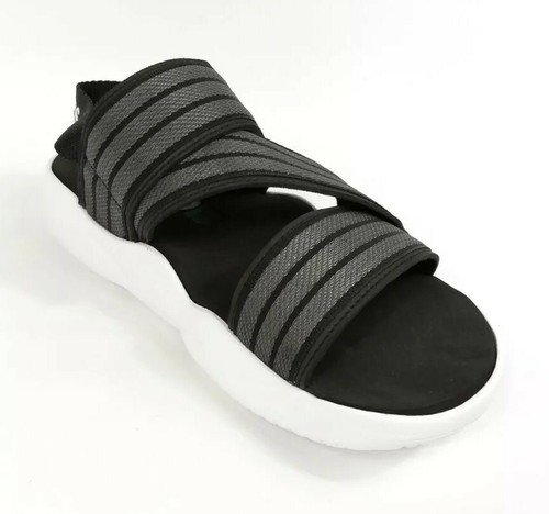 Adidas 90s Women's Sandals Slip On Core Black Gray White Cloud EG7647 Size 7 New - Picture 3 of 12