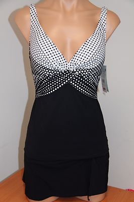 NWT Profile Swimsuit Tankini Bikini 2pc set Sz 6 34D cup Skirt Black 
