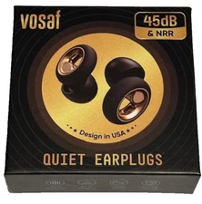 VOSAF Quiet Earplugs 45dB & NRR Model SE-01, Black ~ New Open Box