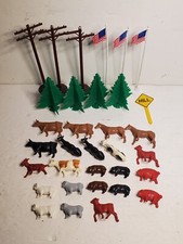 Lot 33 HO Scale Telephone Poles, Flags, Barn Farm Animal Model Railroad Diorama
