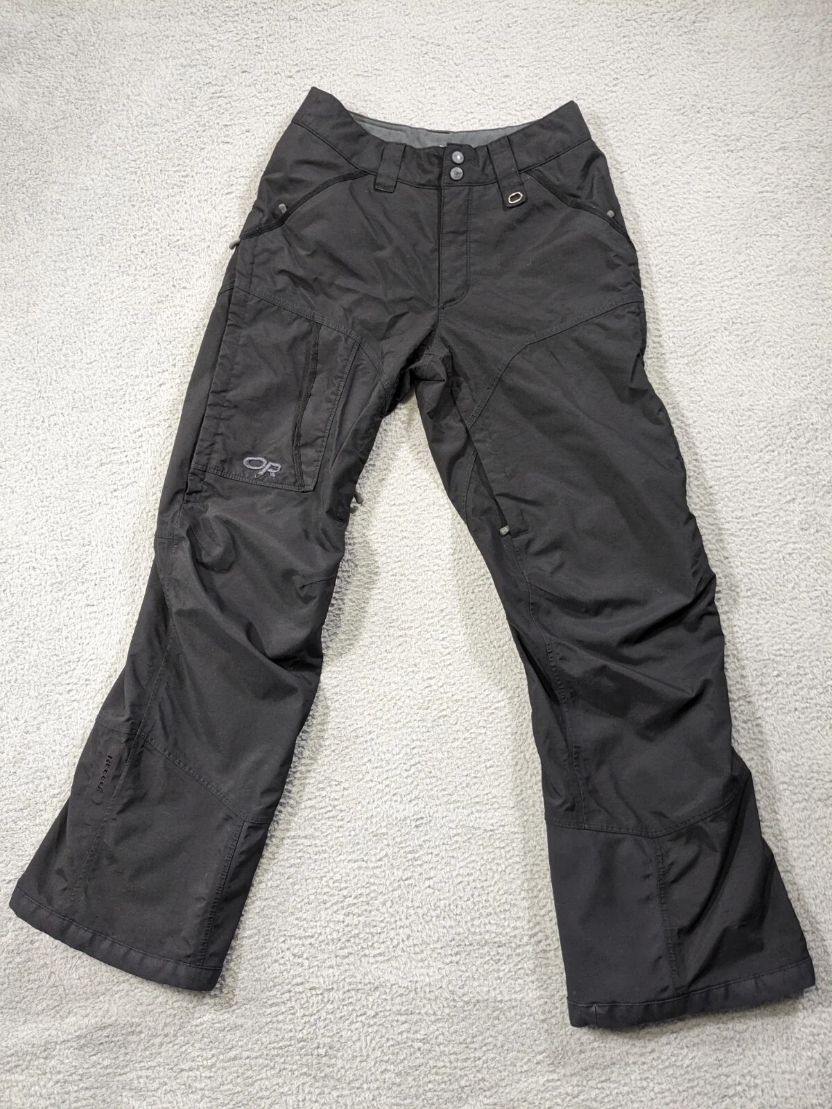 OR Outdoor Research Snow Pants Small Recco Pertec Shield Snowboard Ski Black
