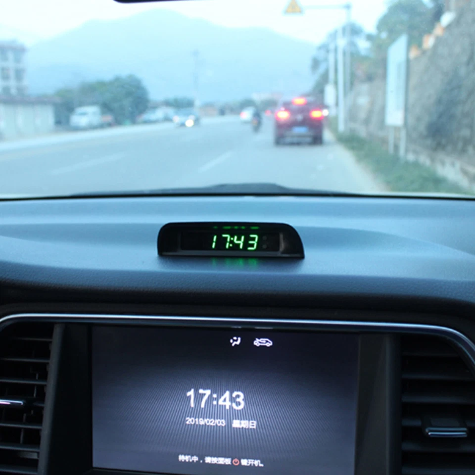 Reloj Digital Reloj Termómetro Alimentado por Energía Solar para Salpicadero de Coche con Luz Nocturna Foto 2 de 4