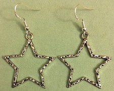OPEN STAR with DAPPLED TEXTURE EARRINGS - Pewter with Sterling Silver Ear Wires