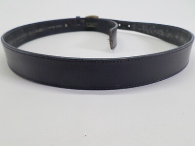 Eddie Bauer Saddle Leather Belt 30 Brass Buckle Navy Blue  display picture 1