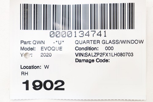 Land Rover Evoque 2020-2023 trasero derecho pasajero cuarto ventana vidrio OEM - Imagen 14 de 14