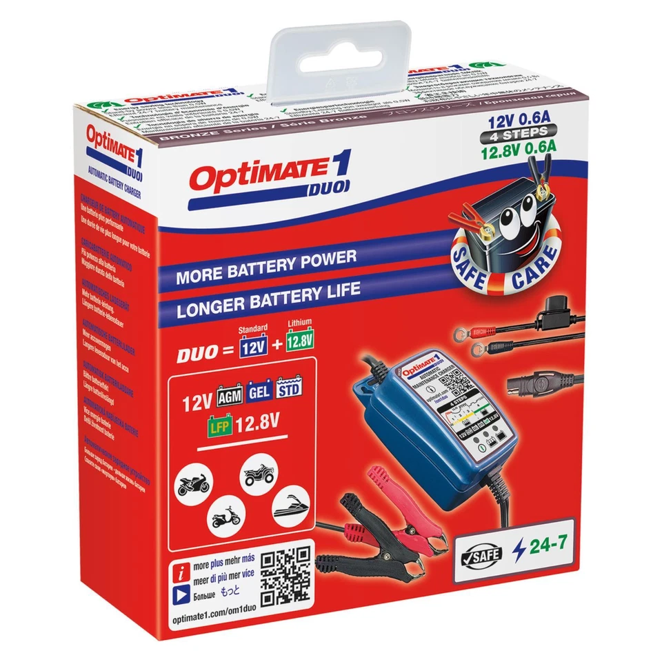 Optimate 1 Duo 12V Lead-Acid | AGM | GEL | Lithium Battery Charger Optimiser