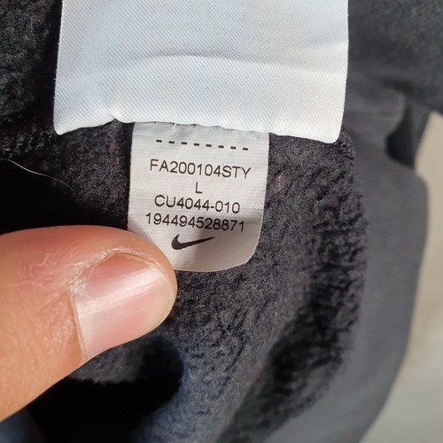 Vintage Nike Just Do It Hoodie Mens Large Black Swoosh Y2K Pullover Logo - Picture 7 of 8
