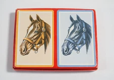 Vintage Hamilton Plastic Coated Playing Cards Horse Head 2 Decks Complete