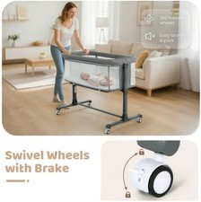 Stable 3-in-1 Baby Bassinet, Portable Bedside Sleeper with Mesh Sides